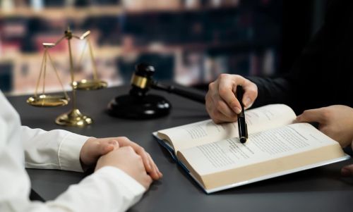 Closeup lawyer colleagues preparing for lawsuit